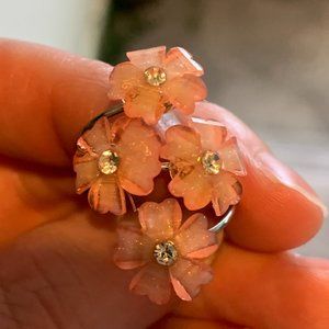 Maruices Fiery Pink Flower Ring